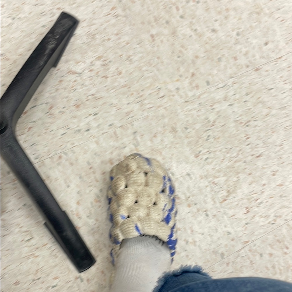 Woven Beige and Blue Slippers